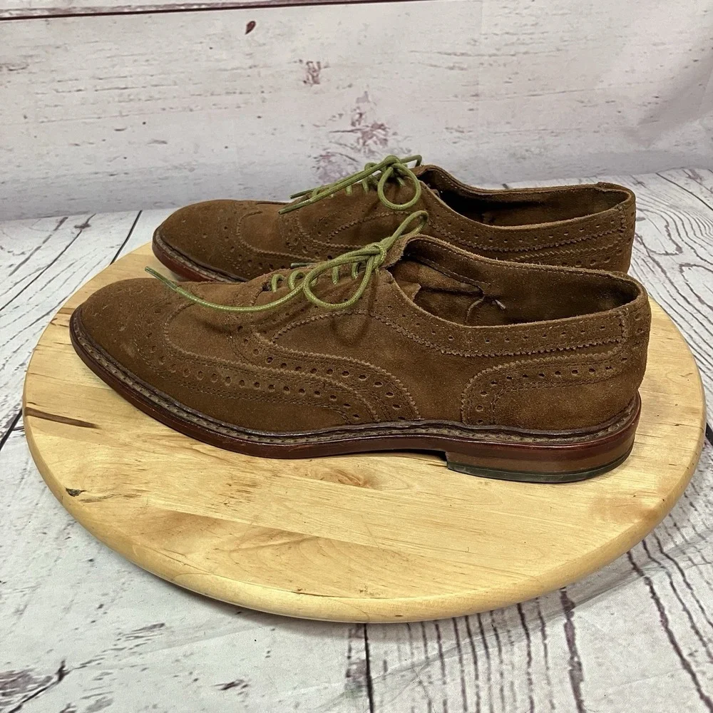 Allen Edmonds Brown Suede Wingtip Oxfords Men's 13 D Leather‎ Sole Dress Shoes
